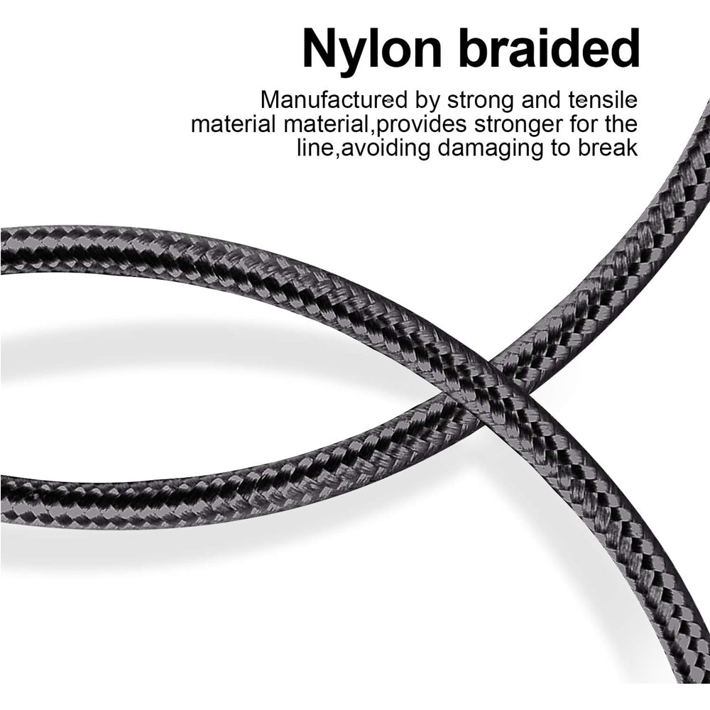 150cm 180cm USB Charging Cable A Pple MFi Certified, Nylon Braided Jacket,Black Premium Series