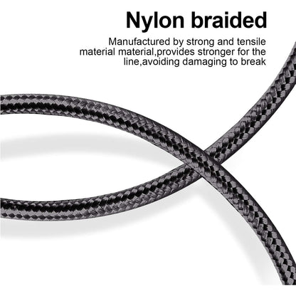 150cm 180cm USB Charging Cable A Pple MFi Certified, Nylon Braided Jacket,Black Premium Series