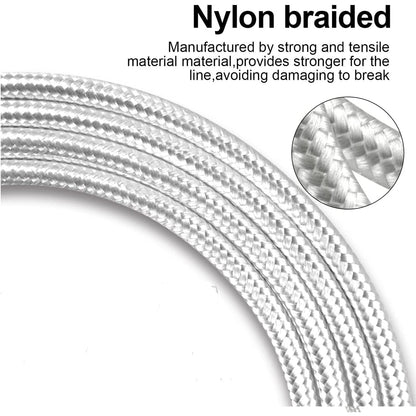 150cm 180cm USB Charging Cable A Pple MFi Certified, Nylon Braided Jacket,silver Premium Series
