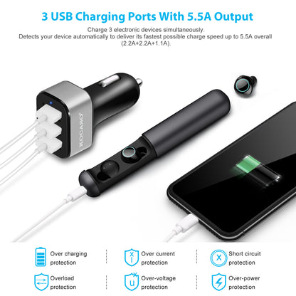 1Pc 3Port USB Car Charger  30W 5.5A